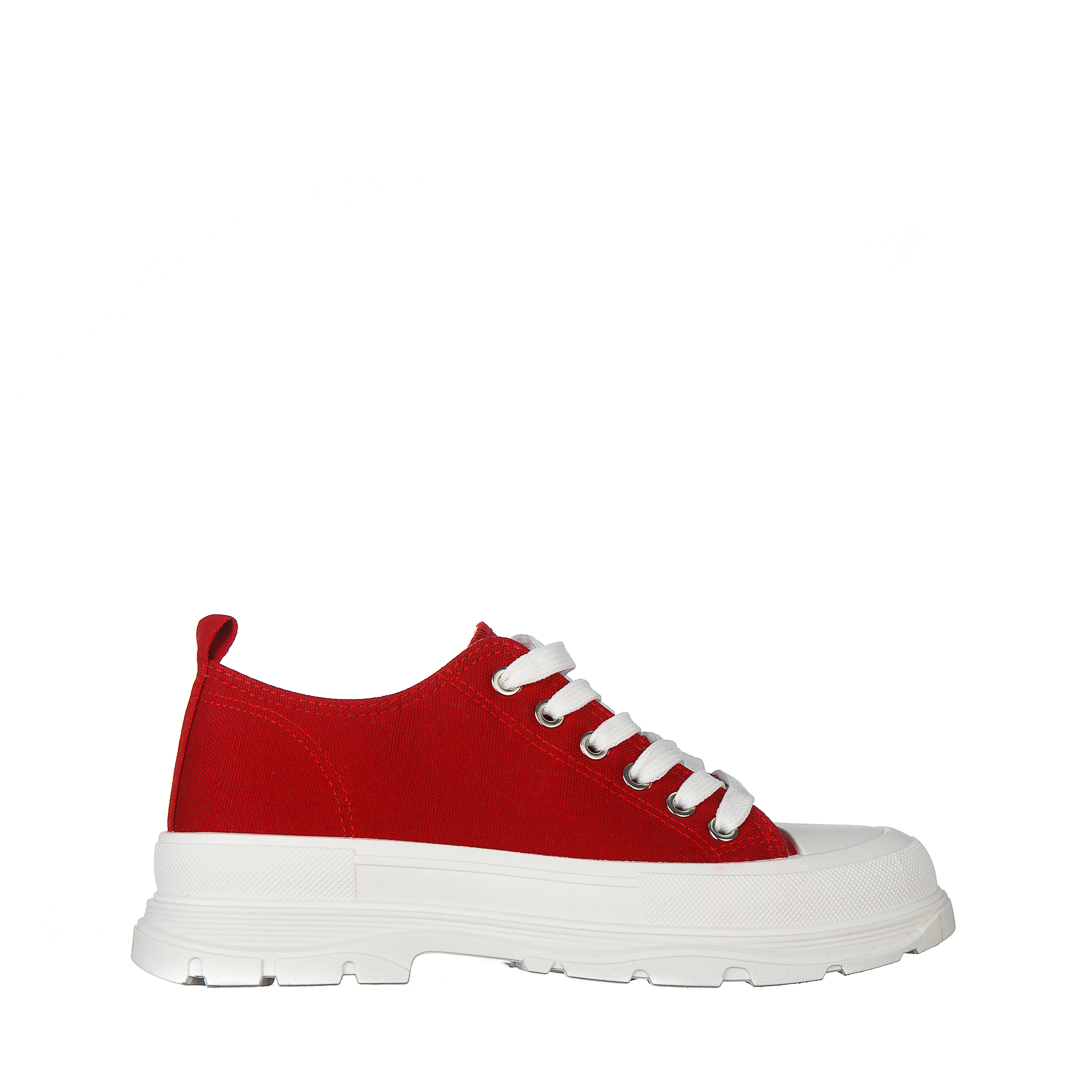 Mistia piros női tornacipő textil anyagból, 2 - Kalapod.hu