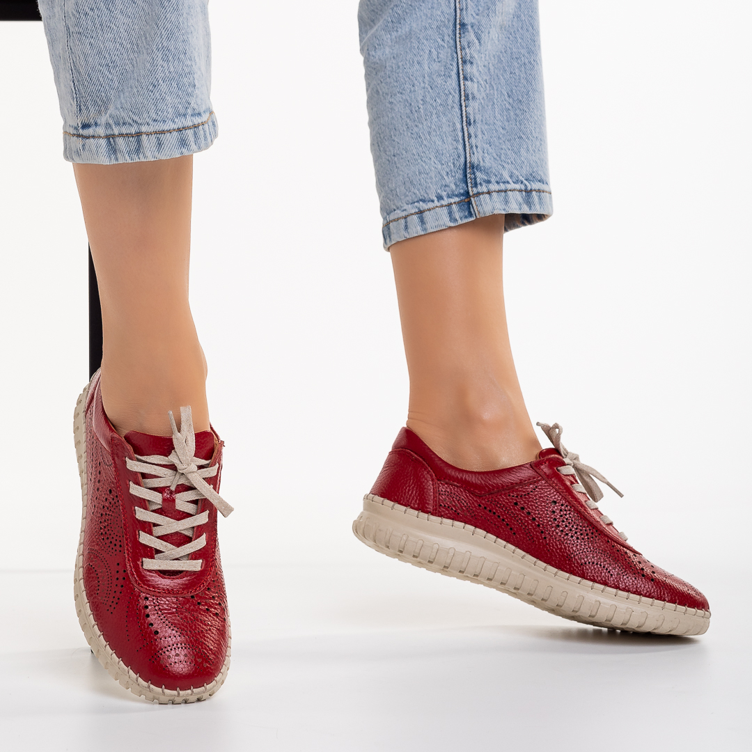 Egisa piros alkalmi női cipő, természetes bőrből, 3 - Kalapod.hu