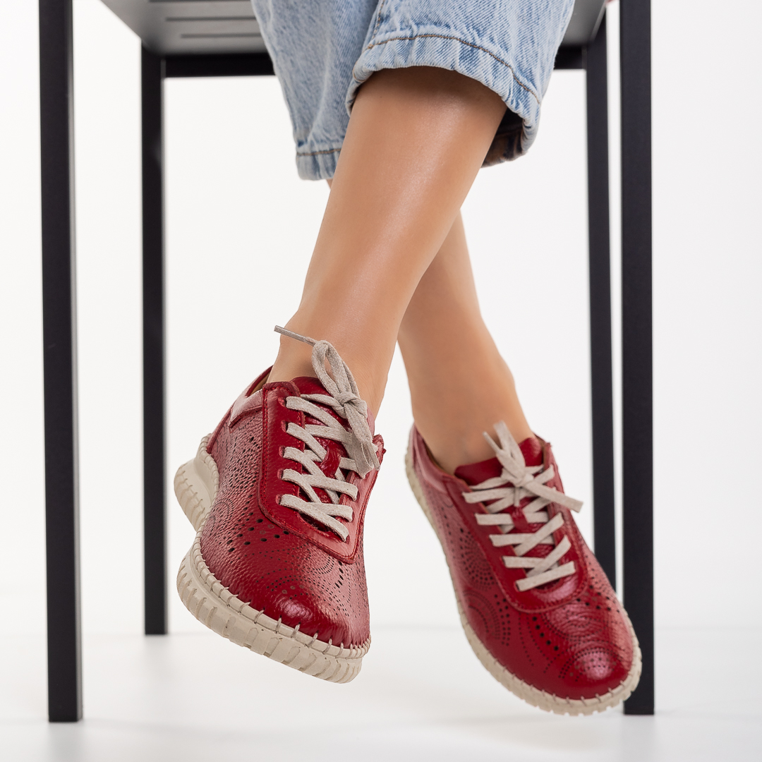 Egisa piros alkalmi női cipő, természetes bőrből, 4 - Kalapod.hu