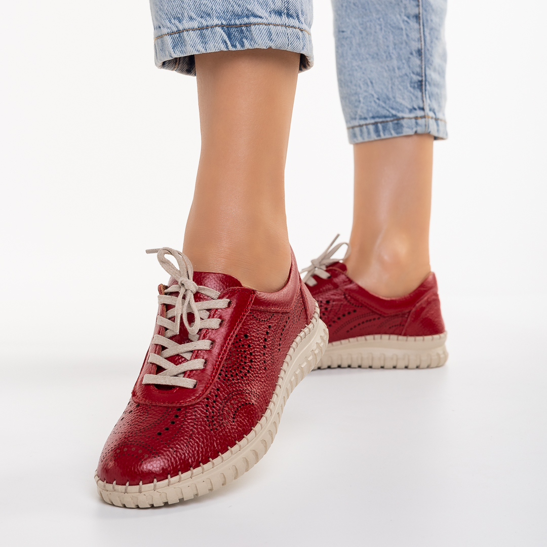 Egisa piros alkalmi női cipő, természetes bőrből, 5 - Kalapod.hu
