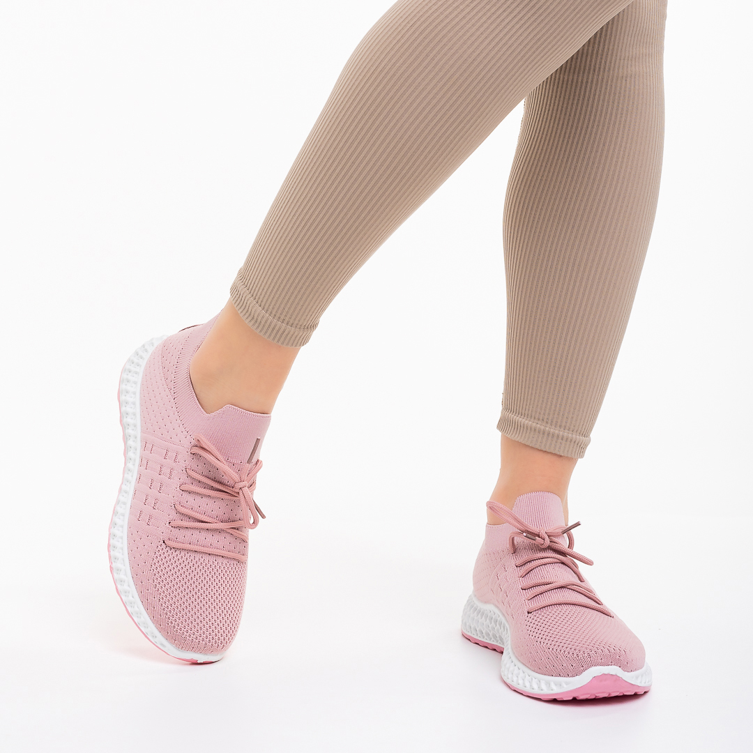 Samye rózsaszín női sportcipő, textil anyagból készült, 3 - Kalapod.hu