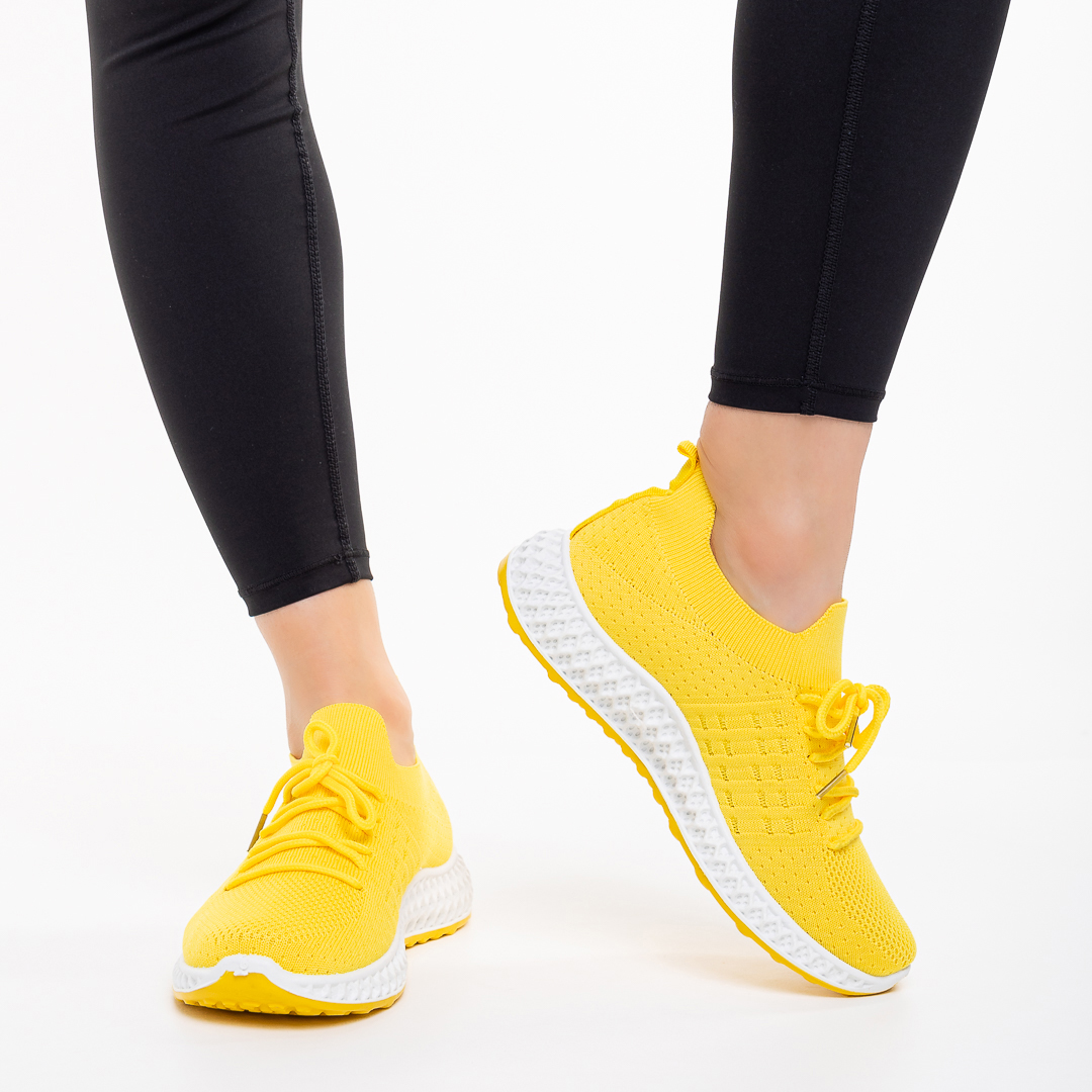 Samye sárga női sportcipő, textil anyagból készült, 5 - Kalapod.hu