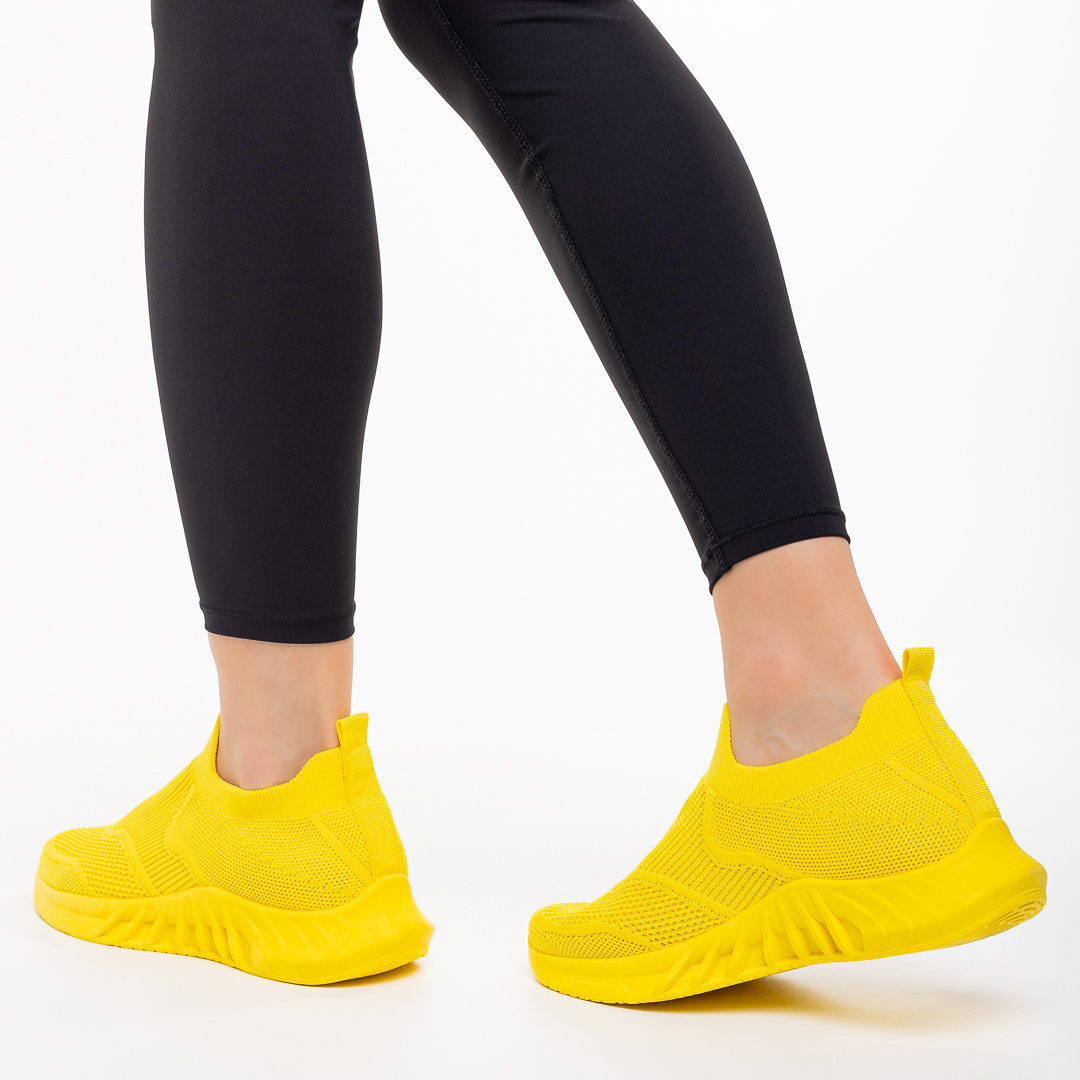 Aceline sárga női sportcipő, textil anyagból készült, 4 - Kalapod.hu