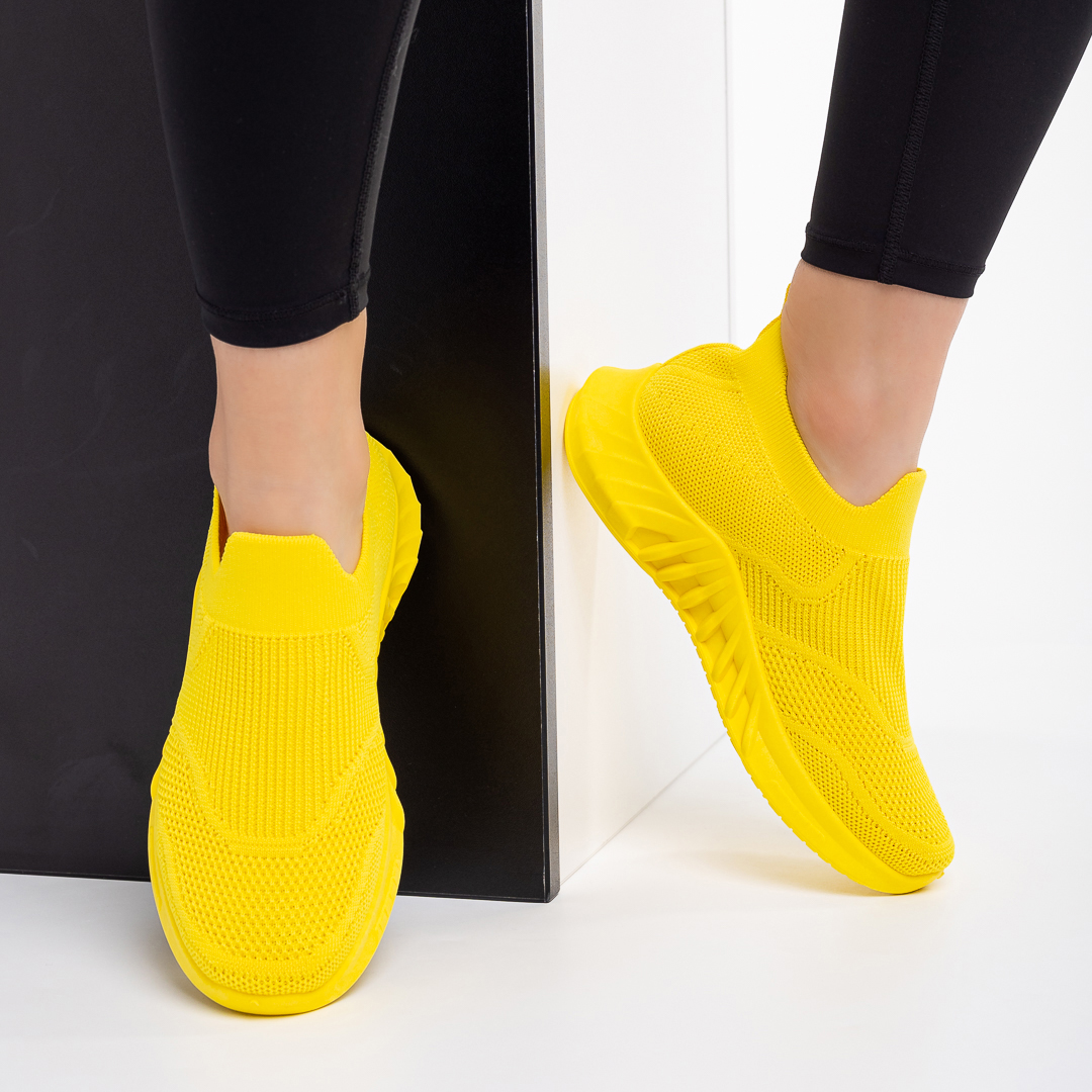 Aceline sárga női sportcipő, textil anyagból készült, 5 - Kalapod.hu