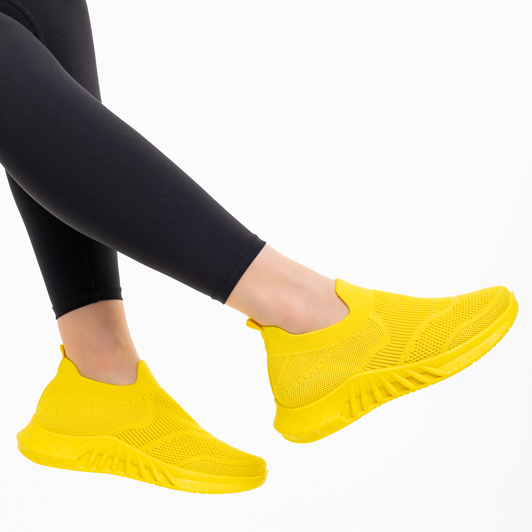 Aceline sárga női sportcipő, textil anyagból készült, 6 - Kalapod.hu