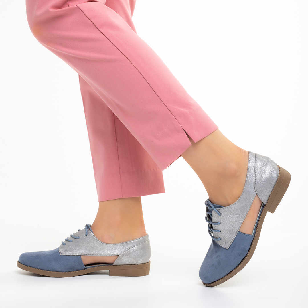 Annika kék alkalmi női cipő, műbőrből és fordítottbőrből készült, 3 - Kalapod.hu