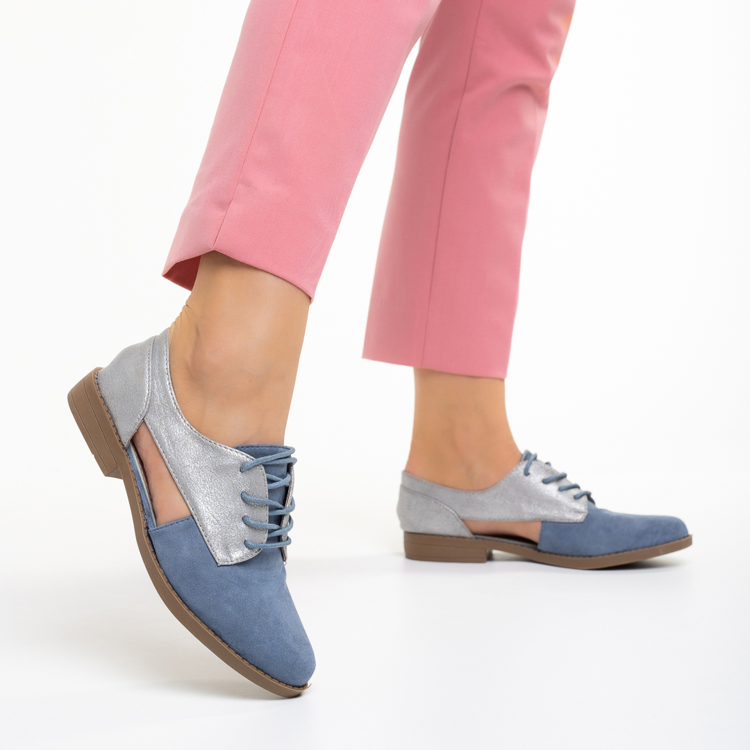 Annika kék alkalmi női cipő, műbőrből és fordítottbőrből készült, 4 - Kalapod.hu