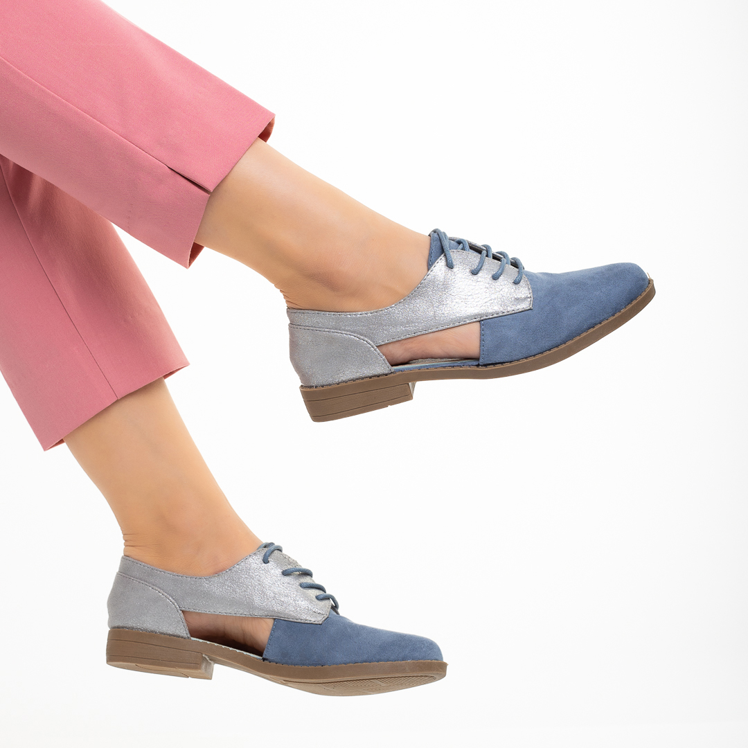 Annika kék alkalmi női cipő, műbőrből és fordítottbőrből készült, 6 - Kalapod.hu