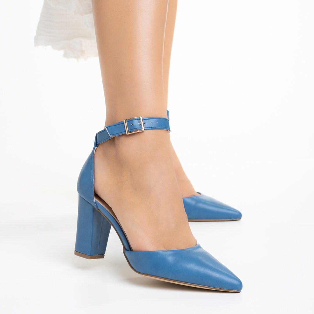 Ramani kék tűsarkú női cipő, műbőrből készült, 3 - Kalapod.hu