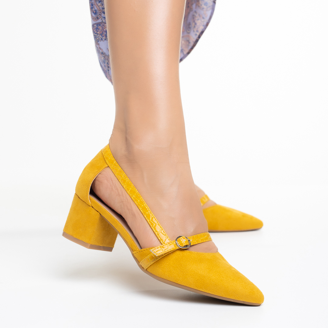 Larna sárga velúr női cipő, 4 - Kalapod.hu