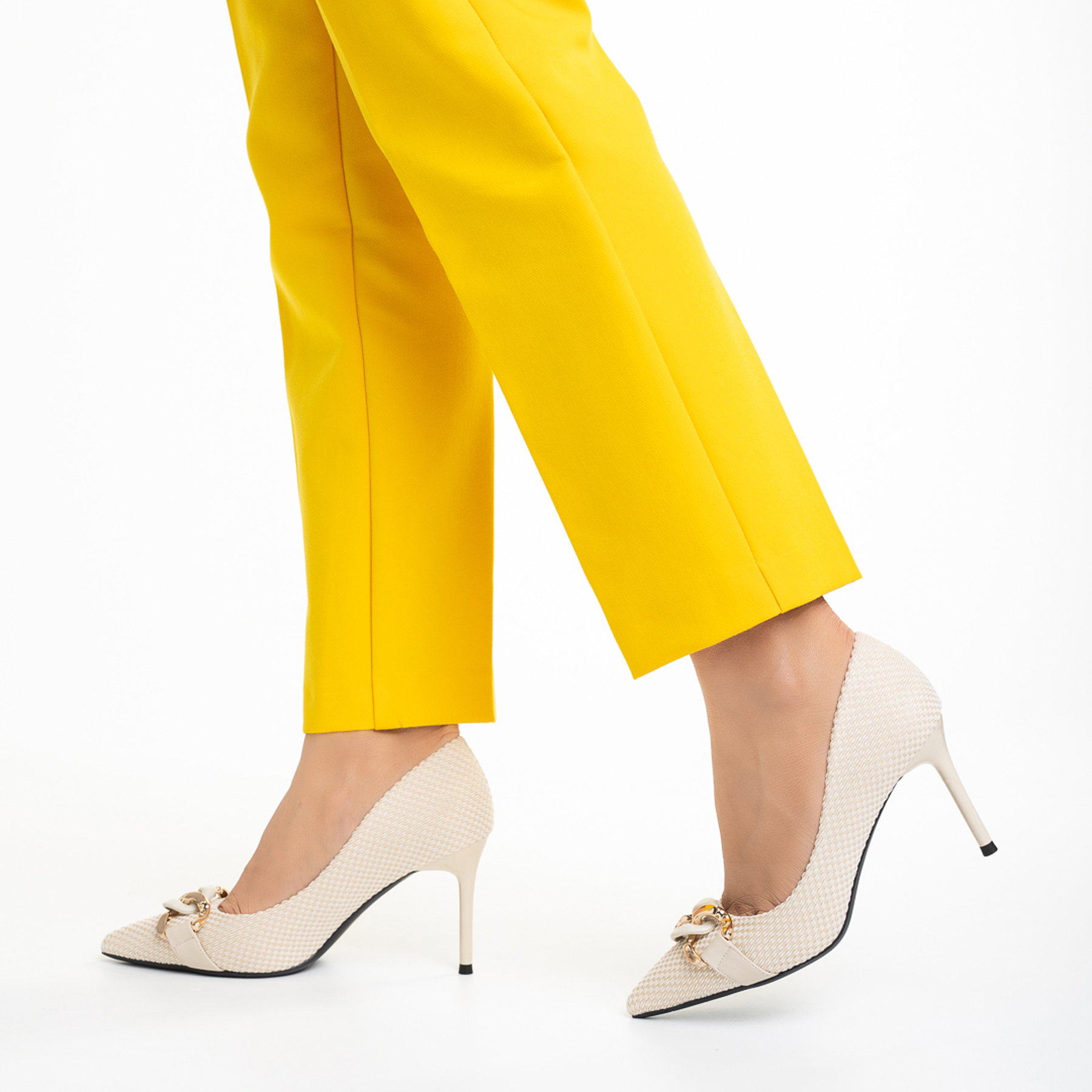 Rosette bézs női cipő, textil anyagból készült, 3 - Kalapod.hu