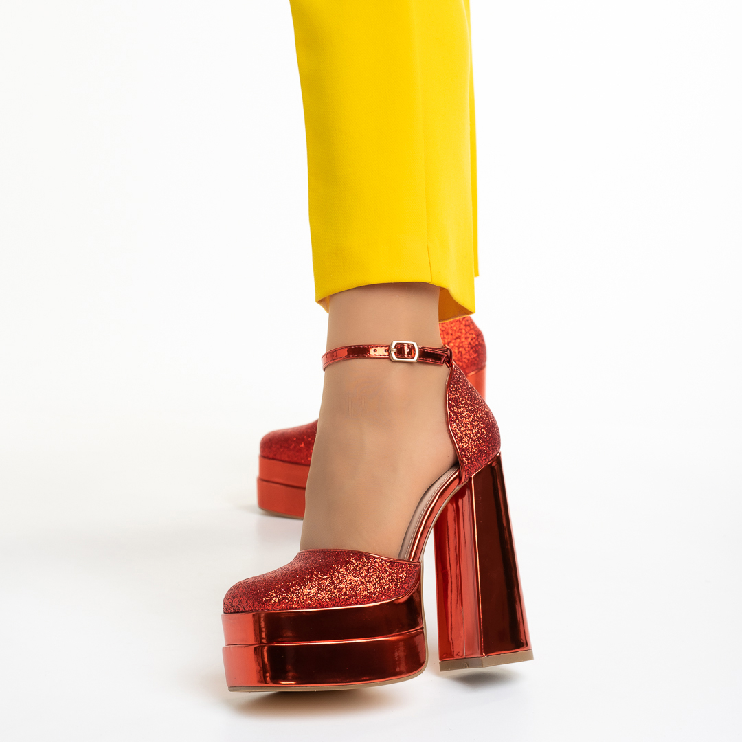 Elara piros női cipő, textil anyagból készült - Kalapod.hu