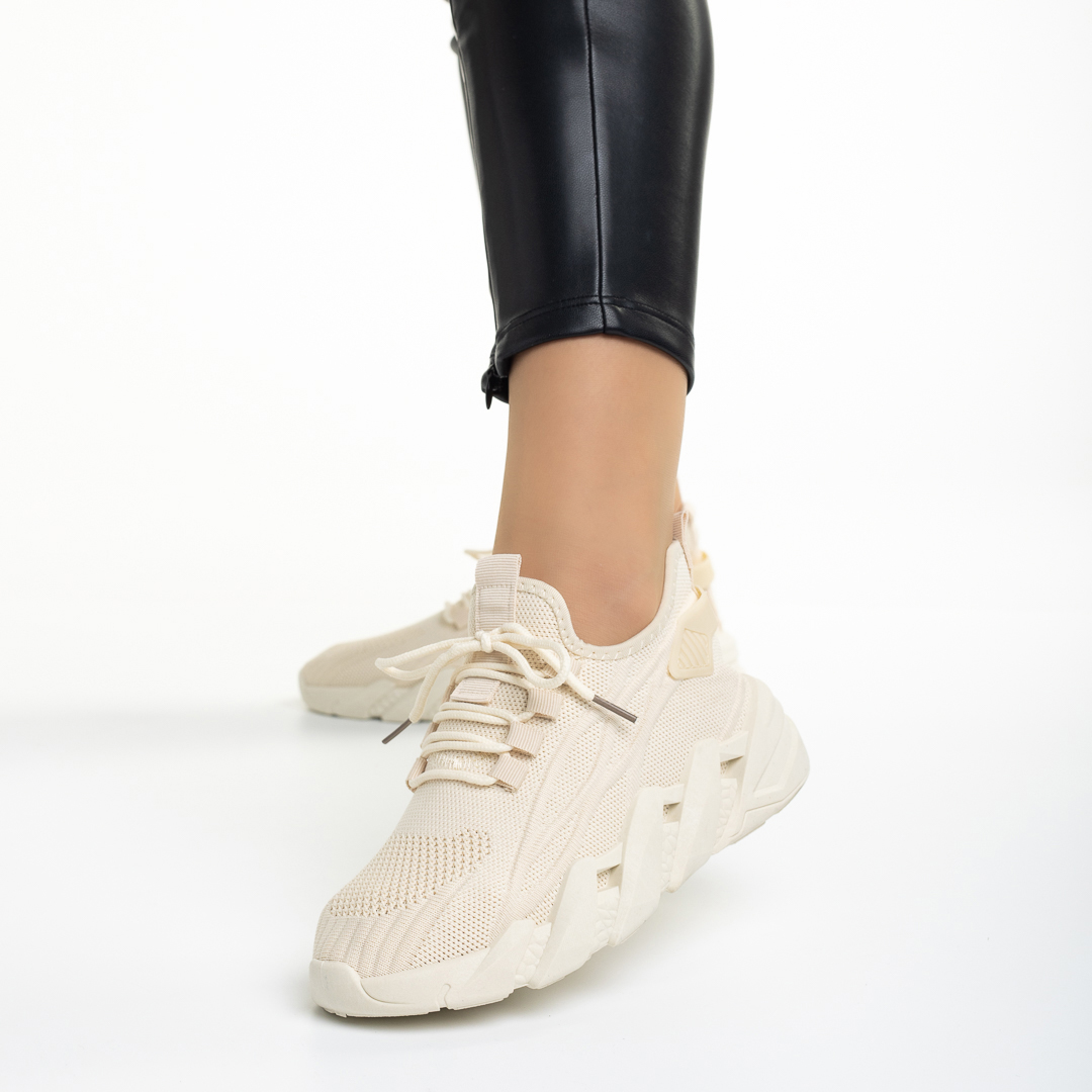 Leanna bézs női sportcipő, textil anyagból készült, 4 - Kalapod.hu