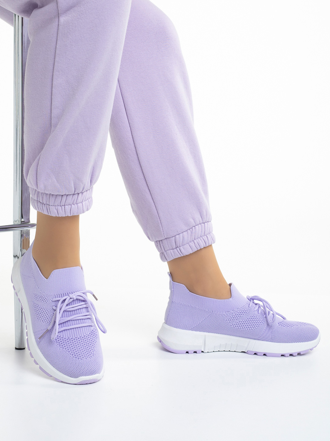 Almas lila női sportcipő, textil anyagból készült, 5 - Kalapod.hu