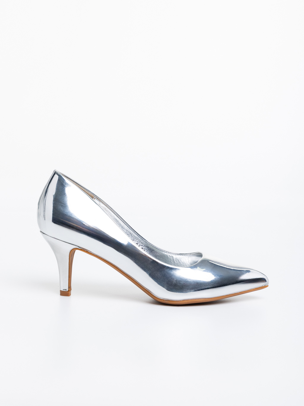 Ayesha ezüstszínű, női cipő, lakkozott ökológiai bőrből, 5 - Kalapod.hu