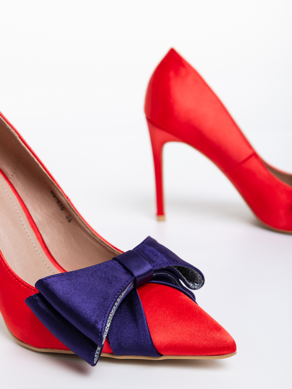 Secilia piros, magassarkú cipő, textil anyagból, 6 - Kalapod.hu