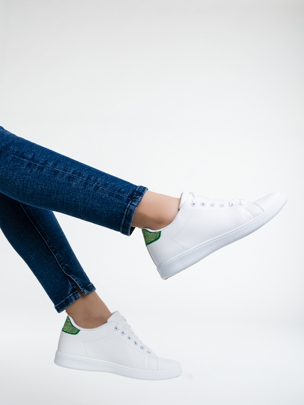 Liane fehér és zöld női sport cipő ökológiai bőrből - Kalapod.hu