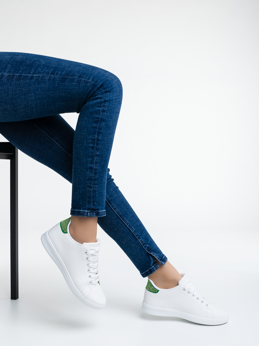 Liane fehér és zöld női sport cipő ökológiai bőrből, 4 - Kalapod.hu