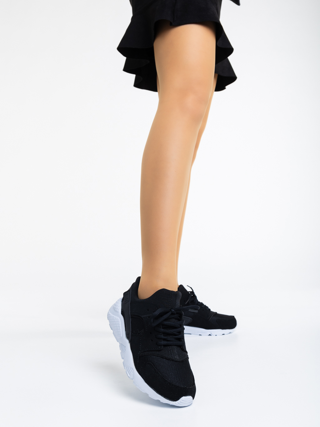 Teryl fekete női sport cipő textil anyagból, 2 - Kalapod.hu