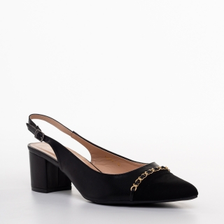 Női cipő, Felicity fekete női cipő sarokkal, műbőrből készült - Kalapod.hu