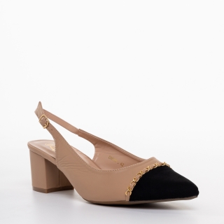 Női cipő, Felicity női fekete es bézs színű magas sarkú környezetbarát bőr cipő - Kalapod.hu