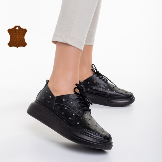 Női cipő, June fekete alkalmi női cipő, természetes bőrből készült - Kalapod.hu