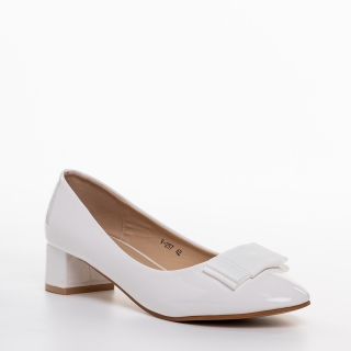 Női cipő, Grayson fehér női cipő sarokkal, műbőrből készült - Kalapod.hu