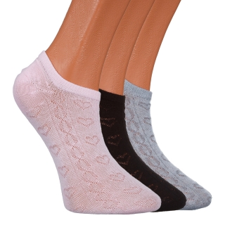 3 darabos rózsaszín, szürke és fekete női zokni, BD-1113 - Kalapod.hu