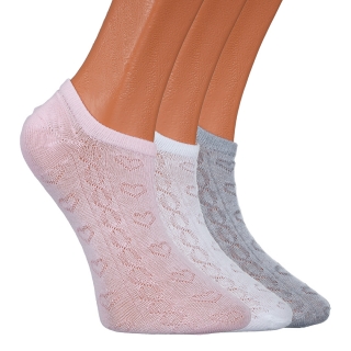  Női zokni és harisnya, 3 darabos fehér, rózsaszín és szürke női zokni, BD-1113 - Kalapod.hu