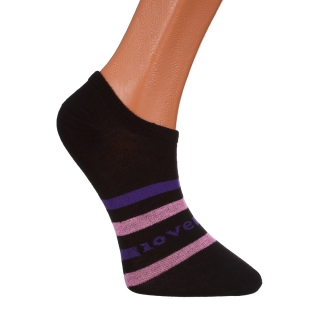 Női zokni, 3 darabos fekete, szürke és fehér csíkos női zokni, BD-1117 - Kalapod.hu