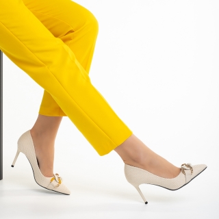Női cipő, Rosette bézs női cipő, textil anyagból készült - Kalapod.hu