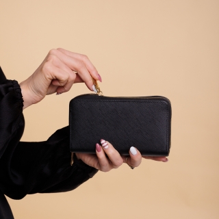 Női pénztárca, Mairin fekete női pénztárca, műbőrből készült - Kalapod.hu
