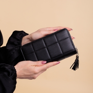 Női pénztárca, Johana fekete női pénztárca, műbőrből készült - Kalapod.hu
