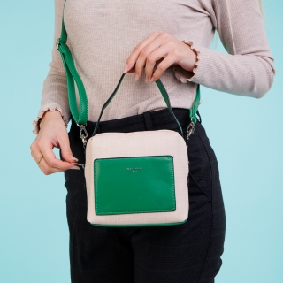 David Jones bézs és zöld női táska, Maristella textil anyagból készült - Kalapod.hu