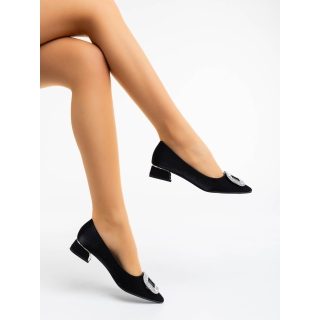 Evanna fekete női magassarkú cipő textil anyagból - Kalapod.hu