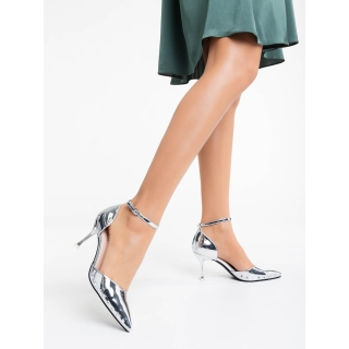 Shanza ezüstszínű női magassarkú cipő ökológiai bőrből - Kalapod.hu