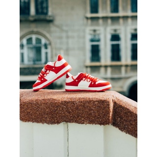 Kamella fehér és piros női sport cipő ökológiai bőrből - Kalapod.hu