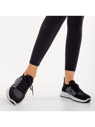Sportcipő, Biriza fekete és fehér női sportcipő textil anyagból - Kalapod.hu
