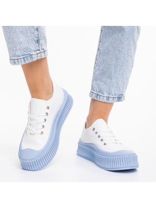 Giada fehér és kék női tornacipő, textil anyagból készült - Kalapod.hu