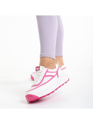 Női sportcipő, Sarina női fehér és rózsaszín sportcipő ökológiai bőrből és szövetből - Kalapod.hu