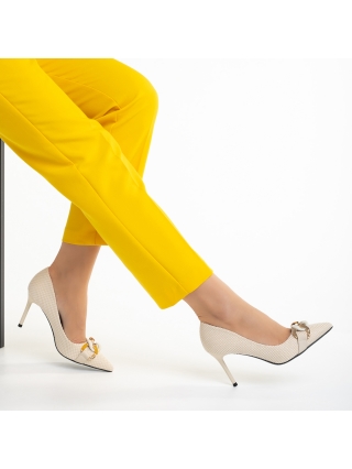 Női cipő, Rosette bézs női cipő, textil anyagból készült - Kalapod.hu