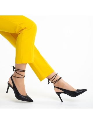 Cipő Sarokkal, Kalista fekete női cipő, műbőrből készült - Kalapod.hu