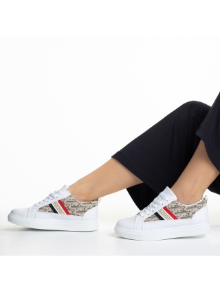 Női sportcipő, Yalexa fehér női sportcipő, műbőrből és textil anyagból készült - Kalapod.hu
