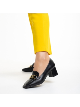 Vastag sarkú cipő, Renaye fekete női cipő, műbőrből készült - Kalapod.hu