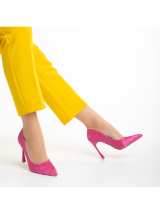 Cipő Sarokkal, Zaida fukszia női cipő, textil anyagból készült - Kalapod.hu