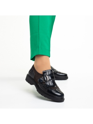 Női cipő, Evianna fekete női cipő, lakkozott műbőrből készült - Kalapod.hu