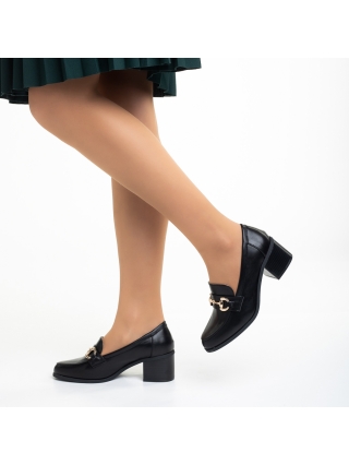 Női cipő, Felicienne fekete női cipő sarokkal, műbőrből készült - Kalapod.hu