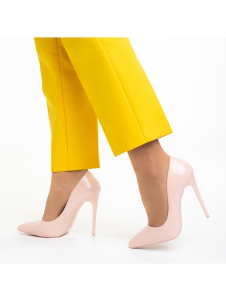 Cipő Sarokkal, Tonina rózsaszín női cipő sarokkal, lakkozott műbőrből készült - Kalapod.hu