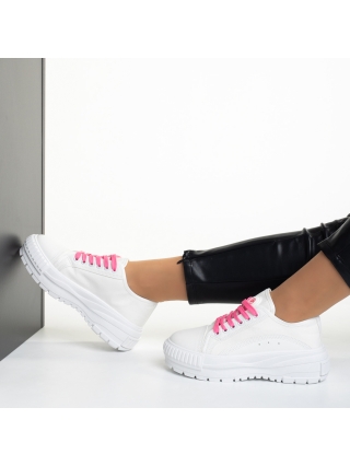 Női tornacipő, Vineta fehér és rózsaszín női tornacipő, textil anyagból készült - Kalapod.hu