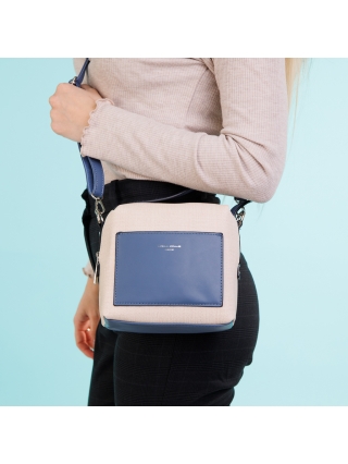 Női táskák, David Jones bézs és kék női táska, Maristella textil anyagból készült - Kalapod.hu